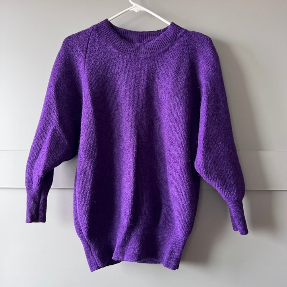 Ceaces Rech Paris Purple Wool‎ Blend Knit Sweater Pullover Women Small Knit